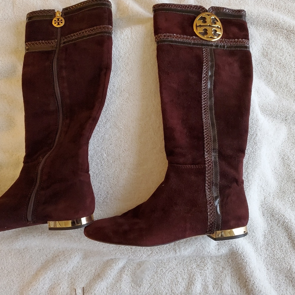 Tory Burch suede boots in red-brown
